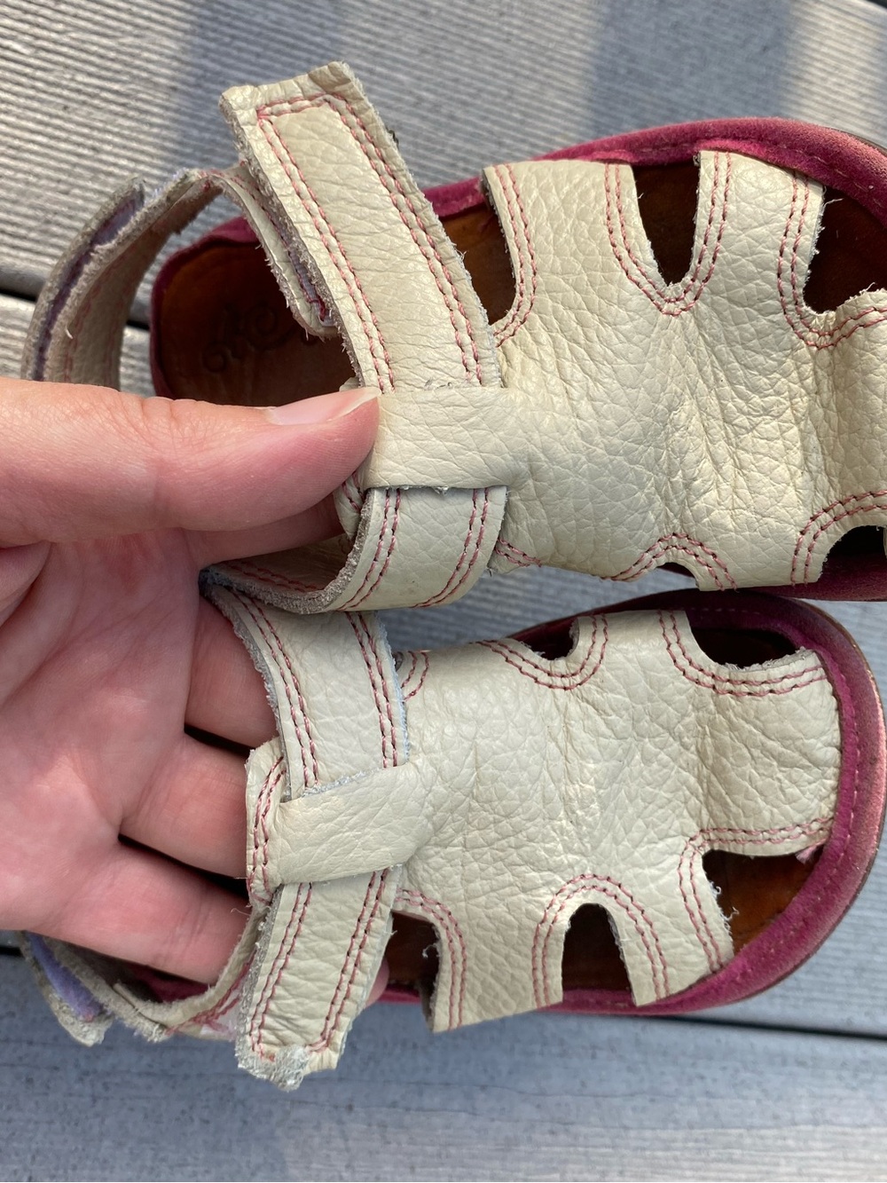Magic Barefoot Shoes Toddler Leather Sandals Cream Pink EU 22 — Girl